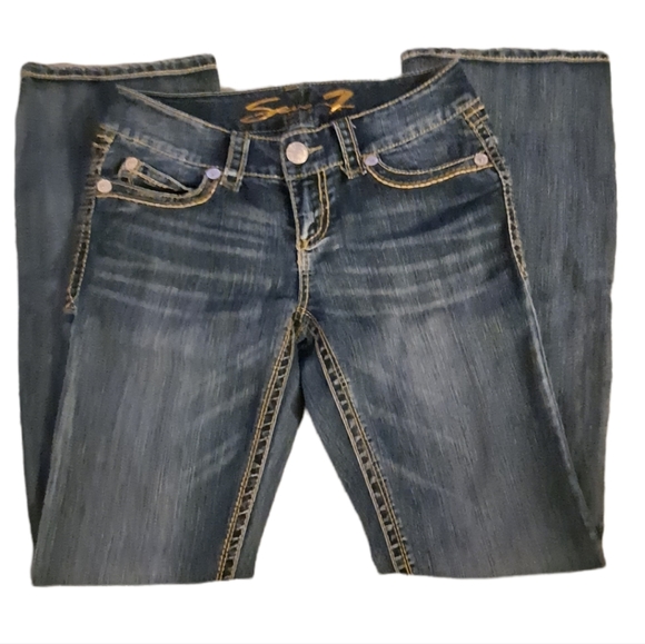 🟦🟩 Seven7 Jeans w/ Embroidered Pockets w/ Blue/TealDesign - 28 - Picture 2 of 5